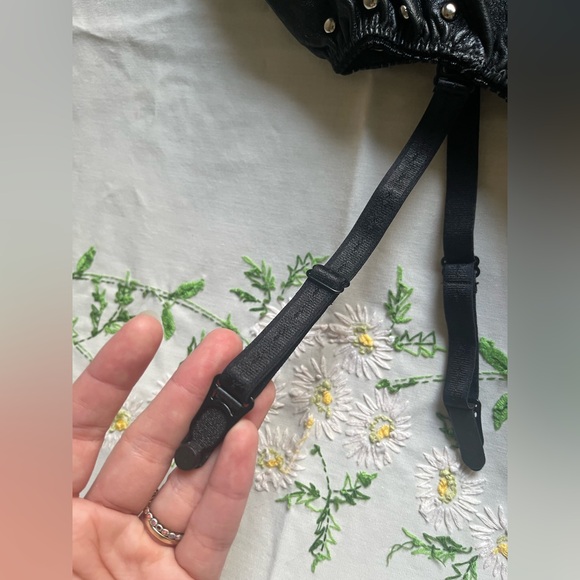 Vintage XTC Black Leather Sexy Lace Up Bodysuit Size L Deadstock - Picture 4 of 12